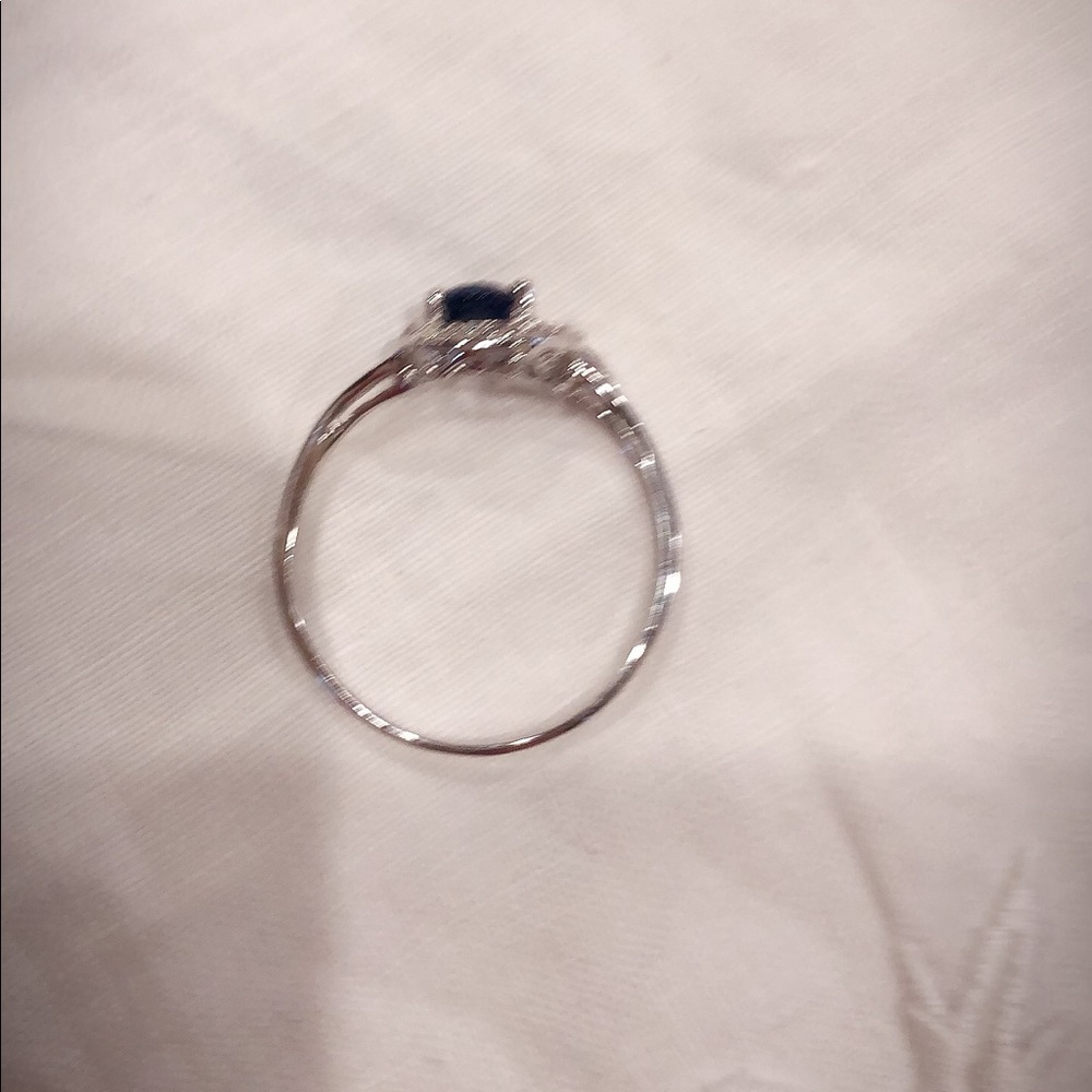 14kt White Gold & .75ctw Lab Created Sapphire Ring - Picture 4 of 7